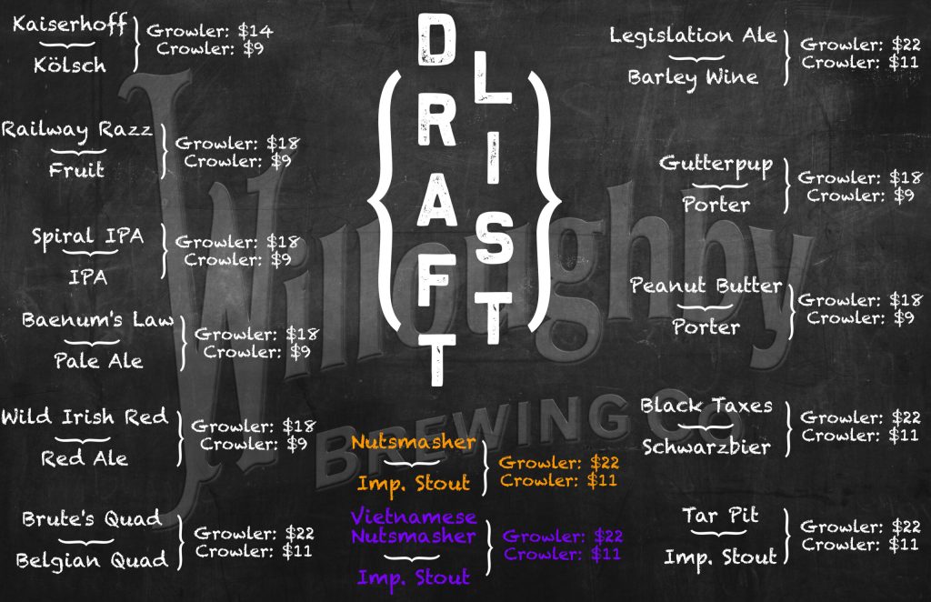 Menu Willoughby Draft List